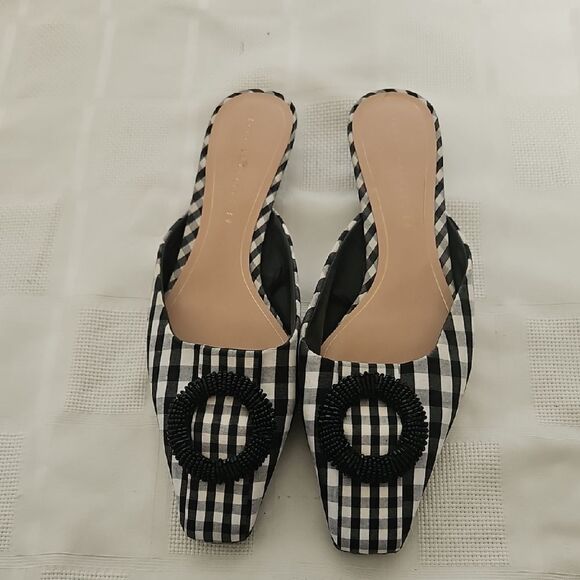 Black and White Checkered Women's Mules - Picture 10 of 16